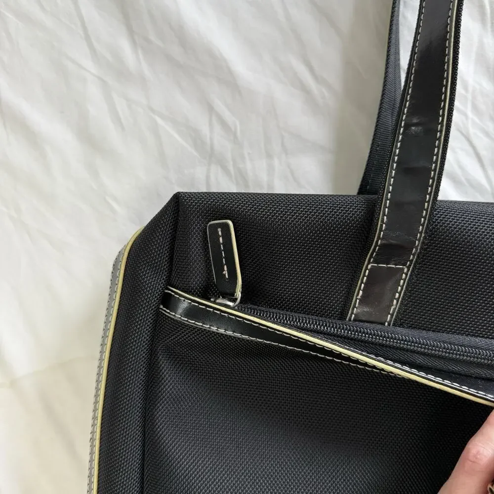 NWOT Jack Georges Italian Leather 3 Way Tote Bag Travel Carry On Black‎ Business